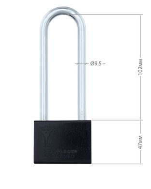 Замок навесной MUL-T-LOCK M10/C3 ClassicPro 4867 2KEY DND3D PURPLE INS R shackle 102мм 9,5мм PB, Навесной замок