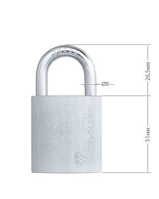 Замок навесной MUL-T-LOCK G47 MTL400 4867 2KEY DND3D PURPLE INS NR shackle 26.5мм 8мм BOX M, Навесной замок