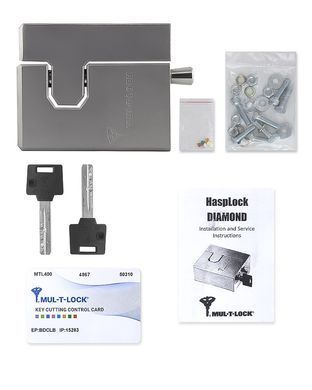 Замок навесной MUL-T-LOCK HASP LOCK DIAMOND MTL400 4867 2KEY DND3D BLACK INS SLID shackle 13мм BOX M, Навесной замок