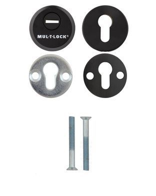 Защитная броненакладка протектор MUL-T-LOCK SL3 DIN ROUND 14,5мм 48-53мм черный 3клас BLACK MAT Комплект, М8х65, Черный, Черный