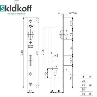 Дверной замок KALE 155 w/b никель Backset 20мм