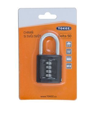 Замок висячий TOKOZ DELTA_50 CODE NR_shackle 39мм 7мм BLISTER, Навесной замок
