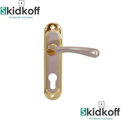 Дверная ручка на планке Bruno Lock Bruno 910K6, междуосевое 62мм, матовый никель/золото