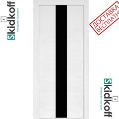 Дверь межкомнатная ТЕРМИНУС, Модель 23, ПО (черное), 600 мм, ясень белая эмаль