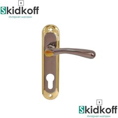 Дверная ручка на планке Bruno Lock Bruno 910K6, междуосевое 62мм, черный никель/золото