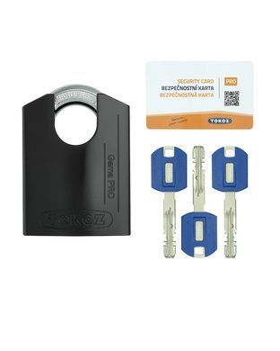Замок висячий TOKOZ GAMA_70 CS PRO T04 3KEY BLUE Sleeve_3BT NR_shackle 26мм 14мм BLISTER чорний корпус, Навесной замок
