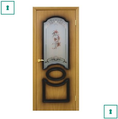 Двері міжкімнатні Оміс шпоновані, Вікторія, Міланський горіх, СС+ФП квітка, 600 мм