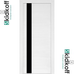Дверь межкомнатная ТЕРМИНУС, Модель 21, ПО (черное), 600 мм, ясень белая эмаль