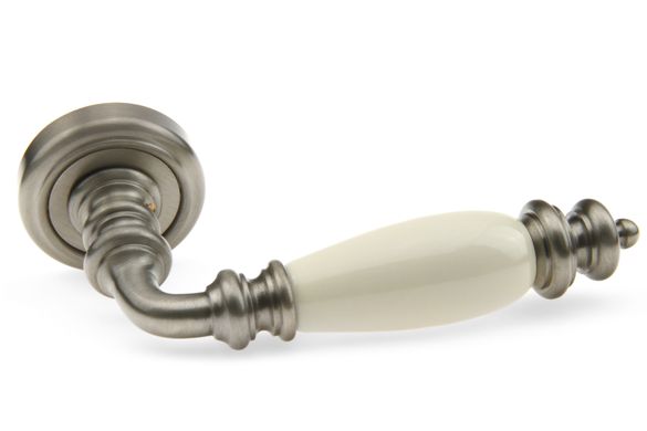 Дверная ручка Fadex Siena V N02 никель матовый/бежевая керамика