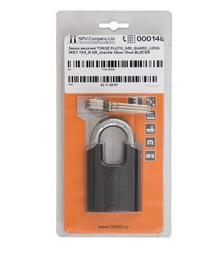 Замок навесной TOKOZ PLUTO G50 GUARD LONG 3KEY TK5 M NR shackle 35мм 10мм BLISTER, Навесной замок