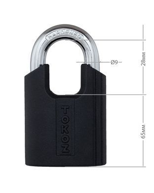 Замок навесной TOKOZ PLUTO G50 GUARD LONG 3KEY TK5 M NR shackle 35мм 10мм BLISTER, Навесной замок