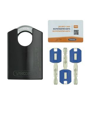 Замок висячий TOKOZ GAMA_60 CS PRO T04 3KEY BLUE Sleeve_3BT NR_shackle 24мм 12мм BLISTER чорний корпус, Навесной замок