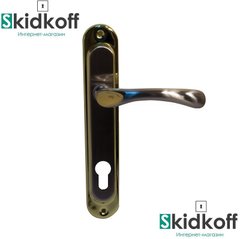 Дверна ручка на планці Bruno Lock Bruno 910K6, міжосьове 85мм, матовий нікель/золото