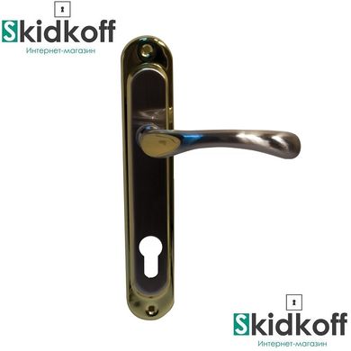 Дверная ручка на планке Bruno Lock Bruno 910K6, междуосевое 85мм, матовый никель/золото