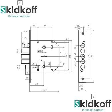 Дверной замок Bruno Lock Bruno BR-42 L, левый, Backset 63мм, междуосевое 42 мм, никель
