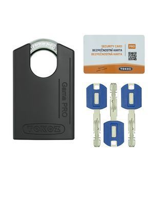 Замок навесной TOKOZ GAMA 50 CS PRO T04 3KEY BLUE Sleeve 3BT NR shackle 22мм 10мм BLISTER черный корпус, Навесной замок