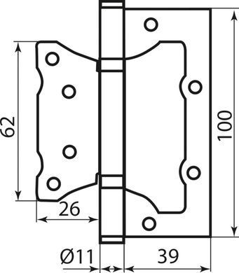Дверная петля бабочка RDA Eurocento 100x2.5 хром полированный, Хром, Хром
