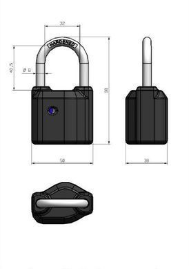 Замок висячий TOKOZ OMEGA_50 TE01 3KEY TKTECH NR_shackle 40,5мм 8мм BLISTER, Навесной замок