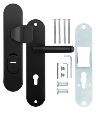 Фурнитура защитная ROSTEX UNIVERSAL PLUS R fix-mov DIN PLATE 85мм черный 38-55мм 3клас Baryt BLACK MAT, Черный, Черный