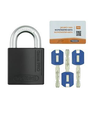 Замок навесной TOKOZ GAMA 50 OS PRO T04 3KEY BLUE Sleeve 3BT NR shackle 22мм 10мм BLISTER черный корпус, Навесной замок