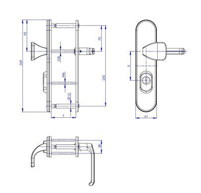 Фурнитура защитная ROSTEX UNIVERSAL PLUS R fix-mov DIN PLATE 85мм Нержавеющая сталь матовая 38-55мм 3клас Baryt NEREZ MAT, Нержавеющая сталь матовая, Нержавеющая сталь матовая