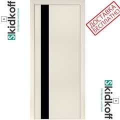 Двері міжкімнатні ТЕРМІНУС, Модель 21, ПО (чорне), 600 мм, ясен Crema