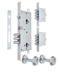 Замок врезной MUL-T-LOCK 3-WAY DIN+DIN 415G CR UNIV BRUSHED_NICKEL BS63мм 2_protectors SP, Никель матовый, Никель матовый