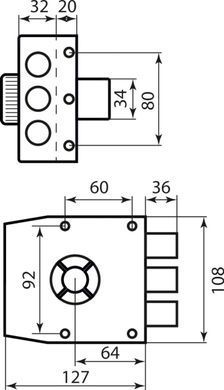Дверной замок накладной MOTTURA 30401VD50C5 Backset 64мм, Хром, Хром