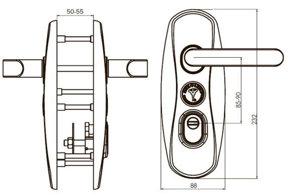 Фурнітура захисна MUL-T-LOCK PLATINUM SH300 mov-mov DIN PLATE 85/90мм Хром полірований 50-55мм 3клас Platinum NICKEL CHROME Комплект, Хром, Хром