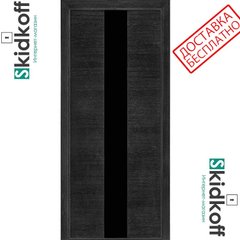 Двері міжкімнатні ТЕРМІНУС, Модель 23, ПО (чорне), 600 мм, дуб Nero